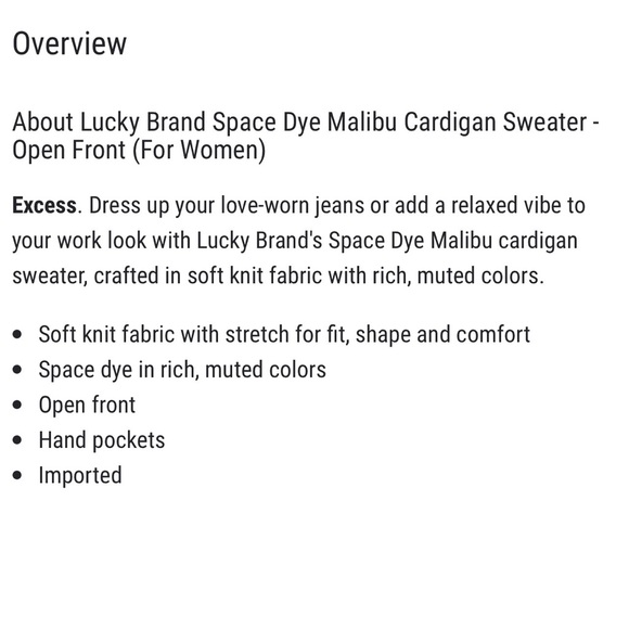 LUCKY BRAND Space Dye Open Front Cardigan Sweater with Hand Pockets M NWT - Picture 4 of 13